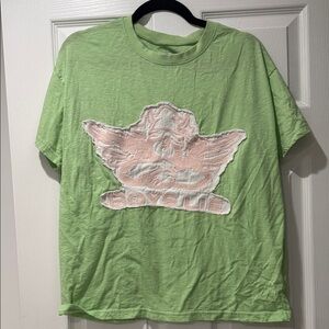 Boys Lie Short Sleeve Tee in Light Green with Pink Logo